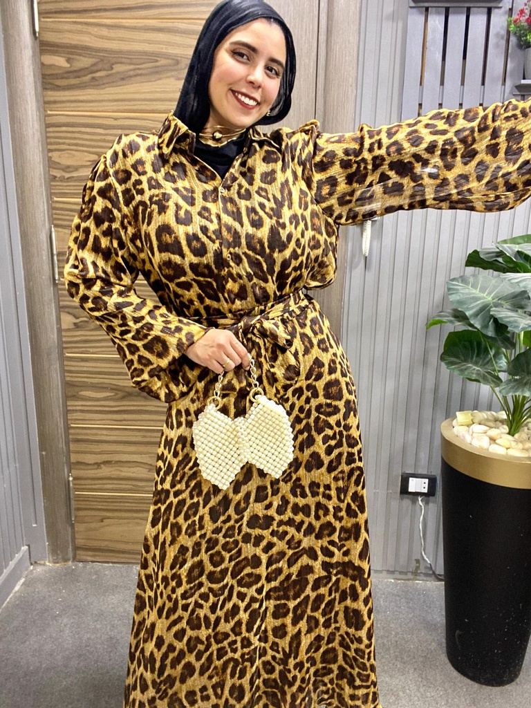 Leopard Chiffon Skirt Set