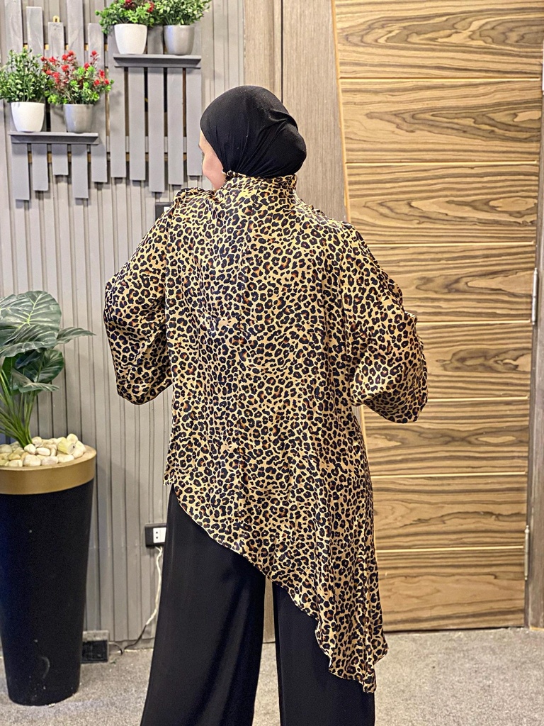 Tiger satin drape Blouse