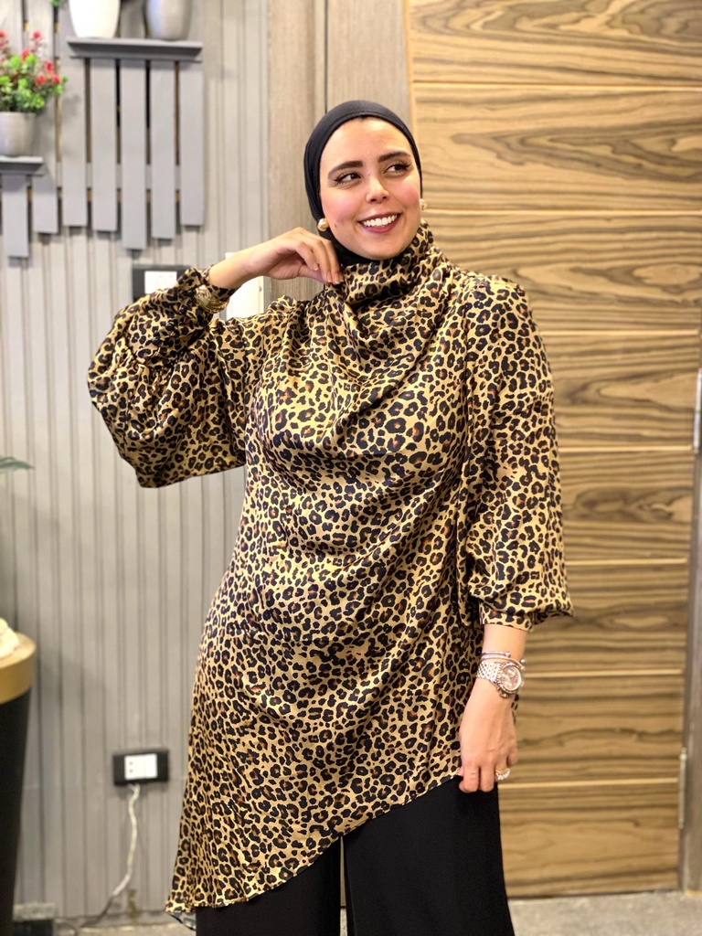 Tiger satin drape Blouse