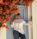 Printed Sided Puffy Sleeves Blouse