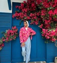 Printed Sided Puffy Sleeves Blouse