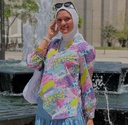 Printed Sided Puffy Sleeves Blouse
