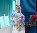Printed Sided Puffy Sleeves Blouse