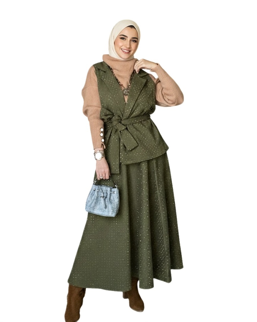 Embellished Skirt Vest Suit