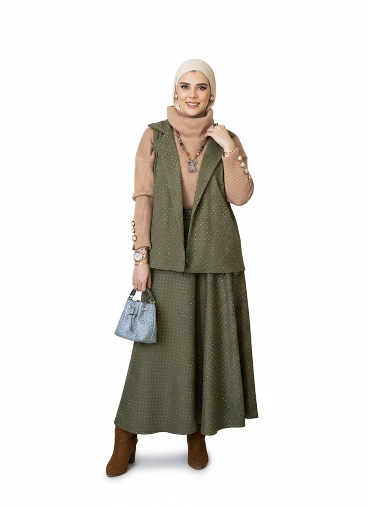 Embellished Skirt Vest Suit