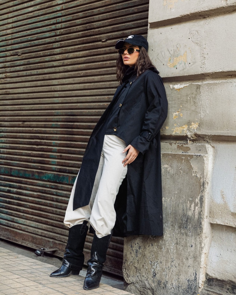 Layered Buttoned Trench Coat