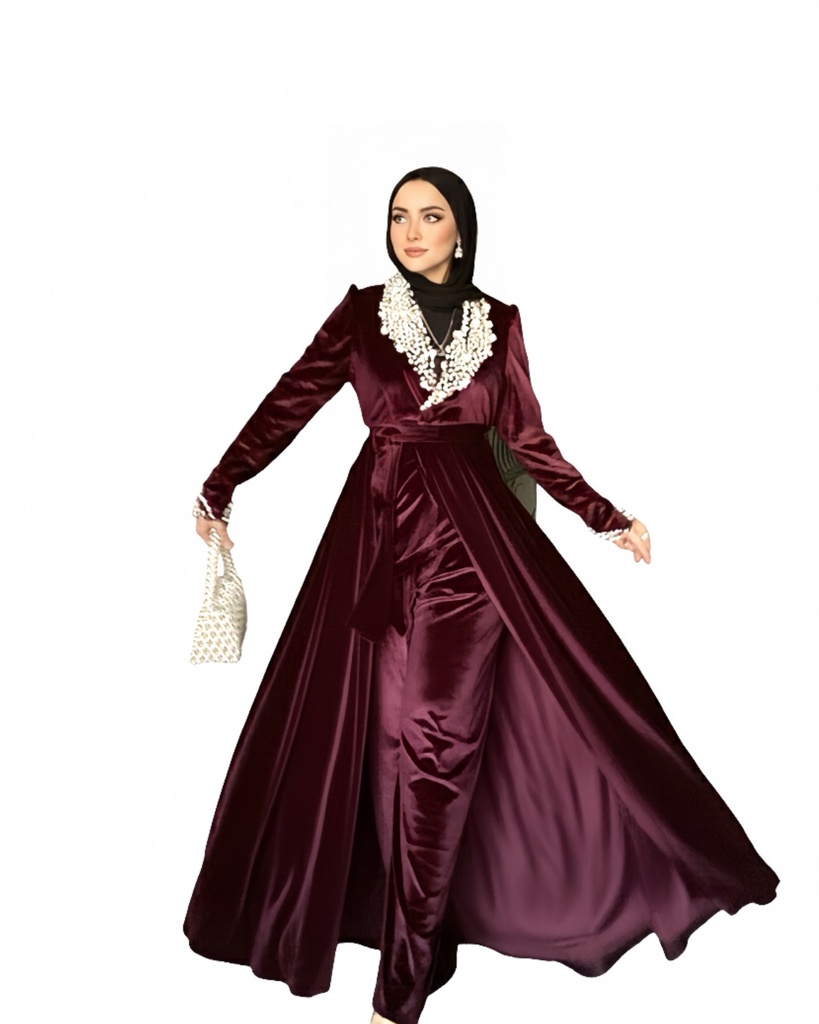 Velvet Pearl Collar Suit