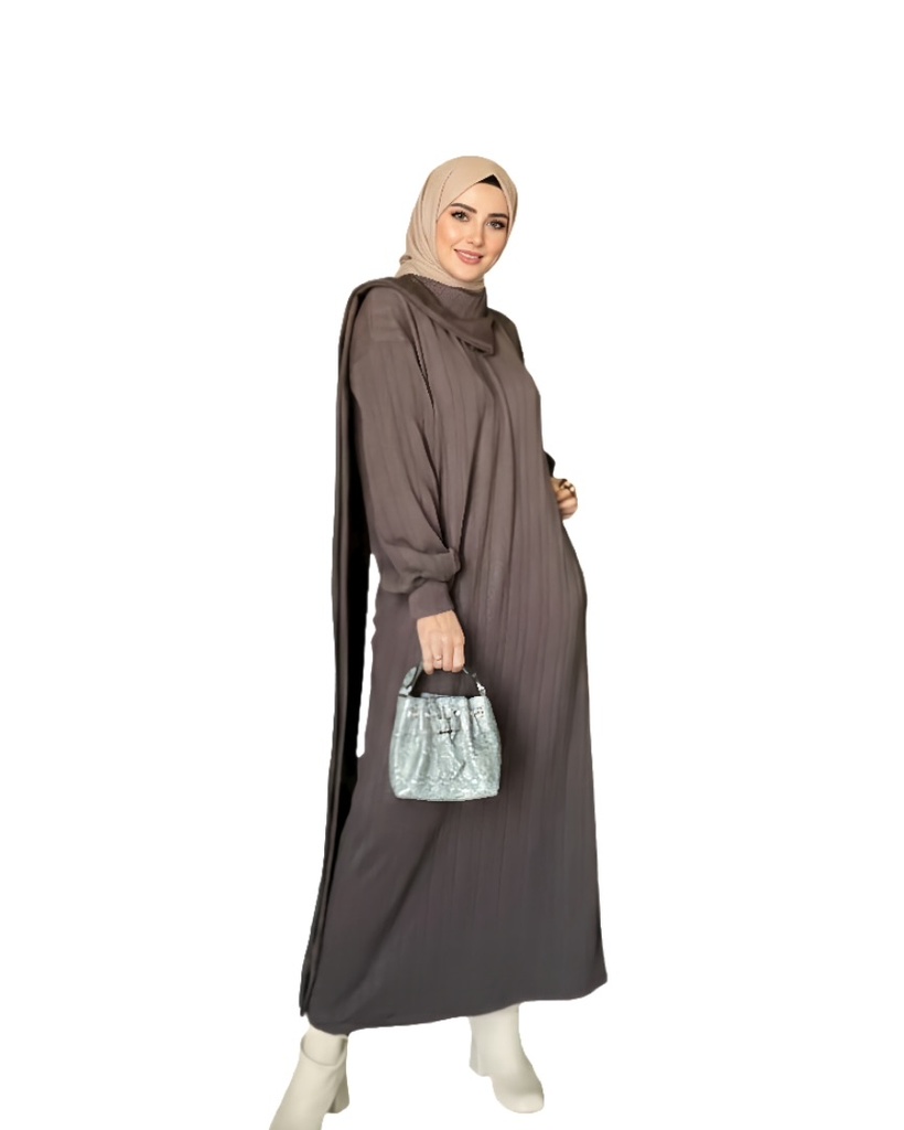 Ribbed Sleeves Knit Dress