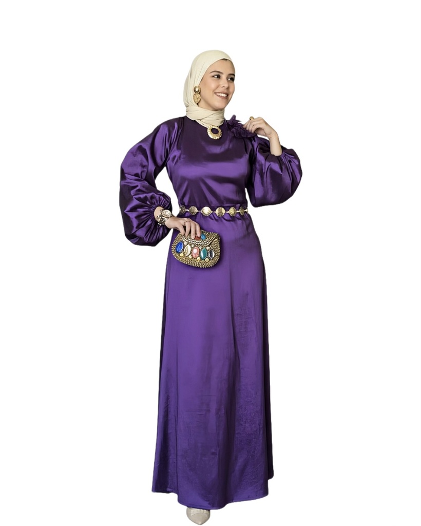 Purple Floral-Shoulder Maxi Dress