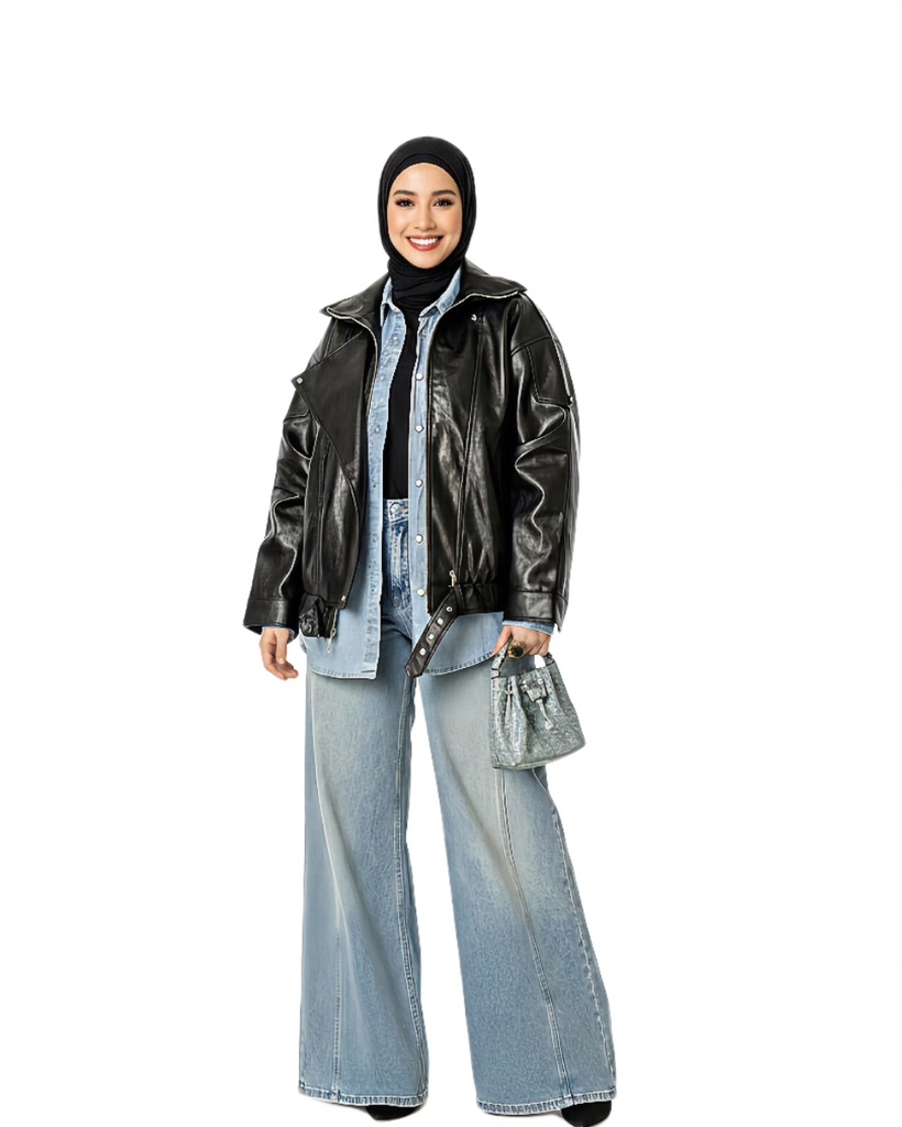 Oversized Faux Leather Jacket