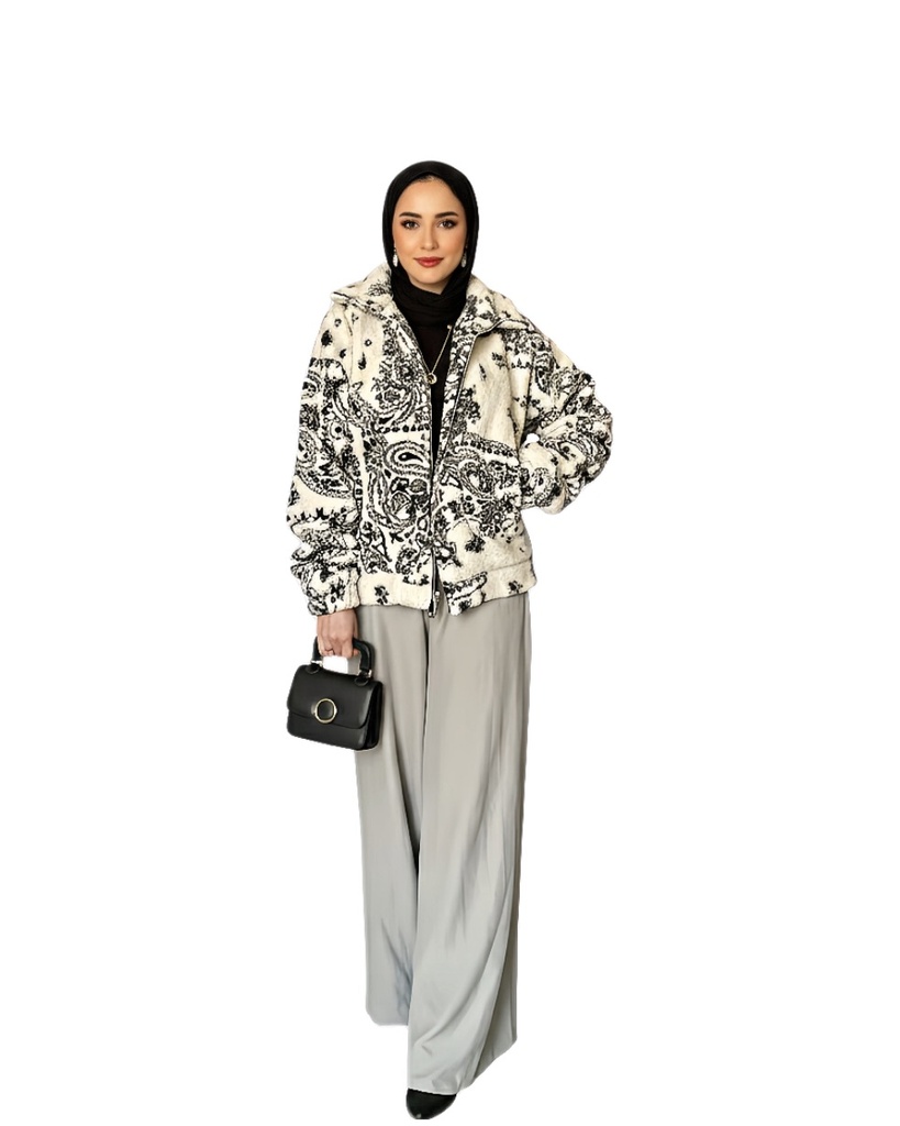 Printed Faux Fur Jacket