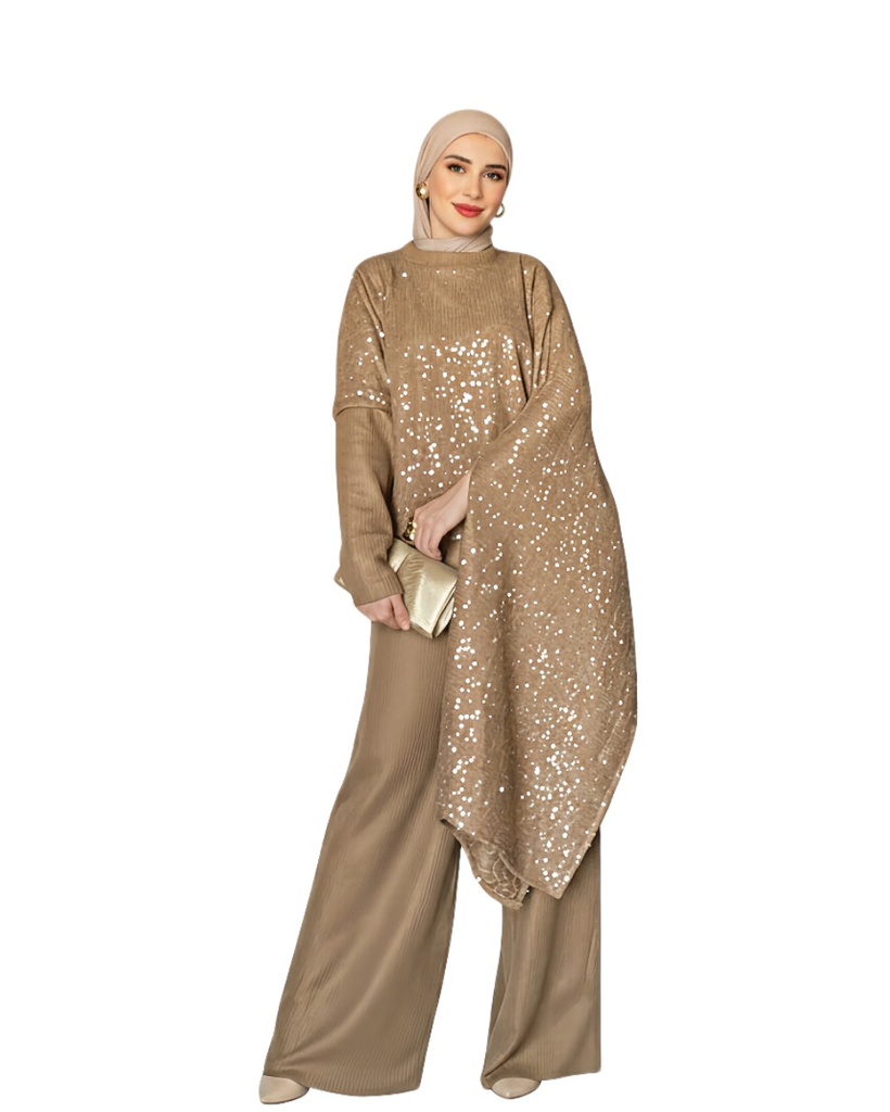 Pleated Long Short Sleeve Suit