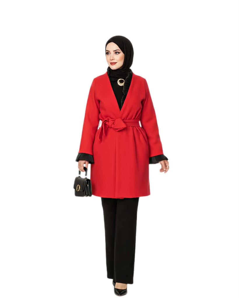 Wool Neck-Fringe Coat