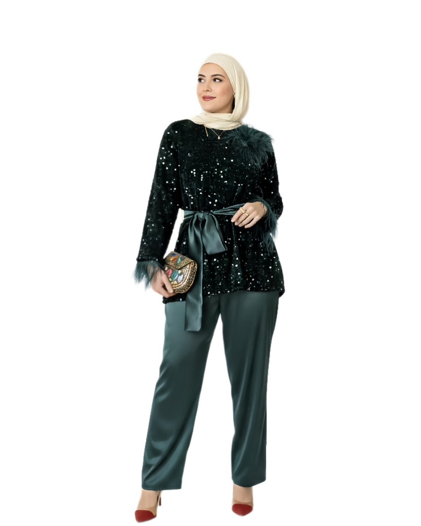 Sequin-Embroidered Bodice Suit