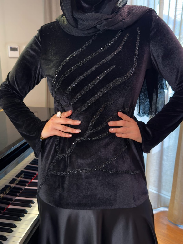 Velvet Embellished Mermaid Dress