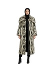 Long Zebra Print Fur Coat