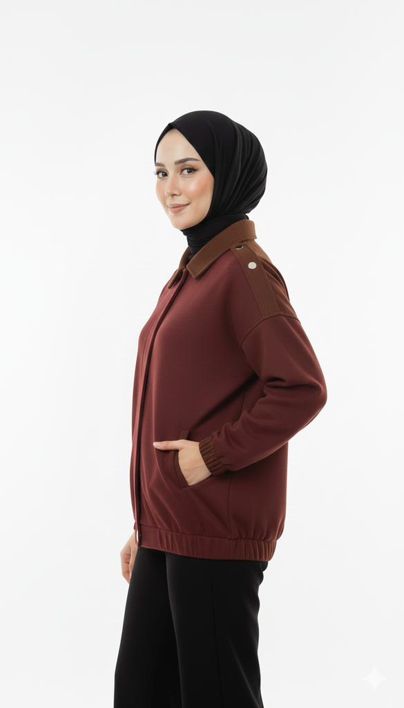 Collared Oversized Suede Jacket