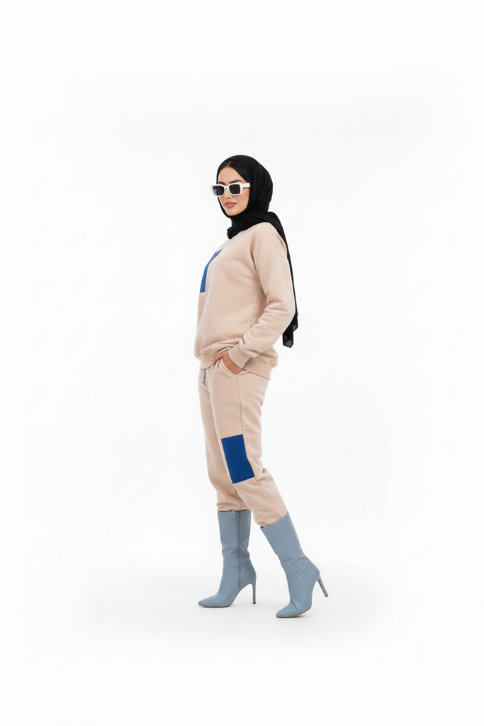 Denim pocket sweatshirt set