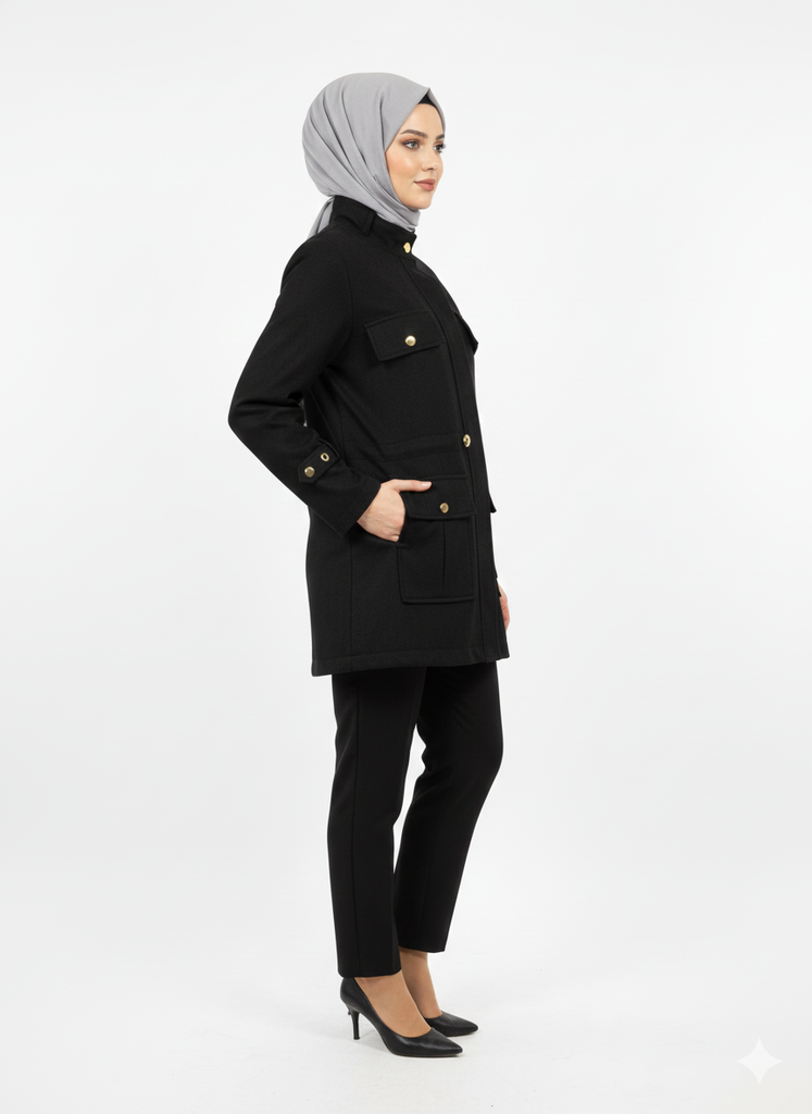 Suede Utility Cinched-Waist Jacket