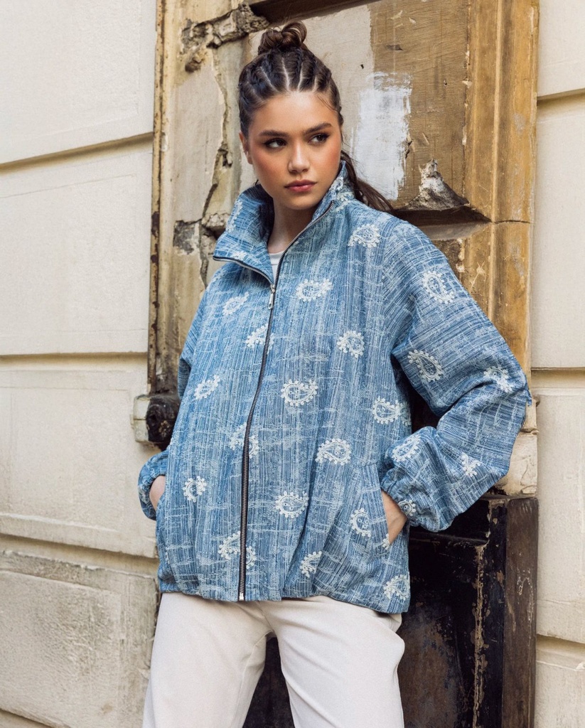 Striped Denim Snap Shirt