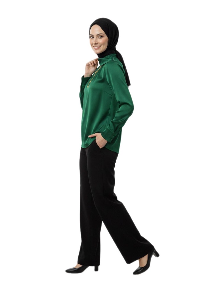 Satin Ruffled Shoulder Top