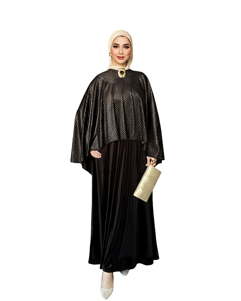 Strass Cape Velvet Dress