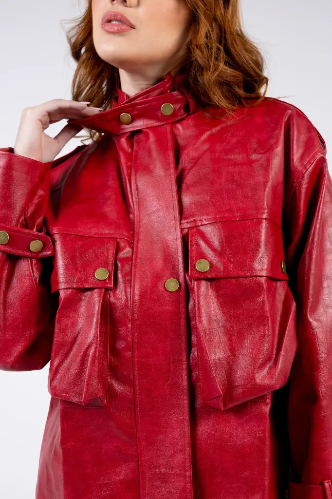 Front Pockets Leather Jacket