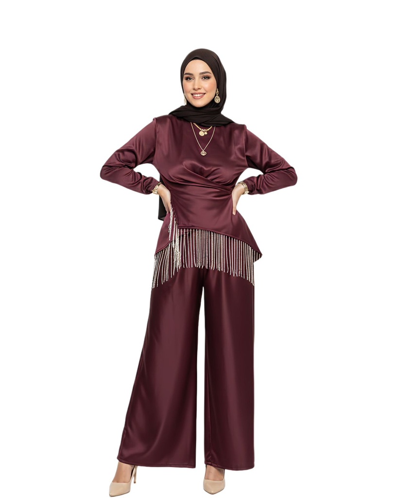 Elegant Satin Fringe Suit