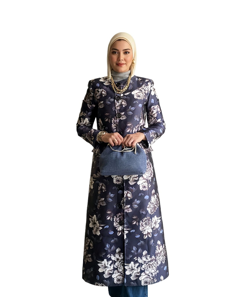 Floral Print Buttoned Coat