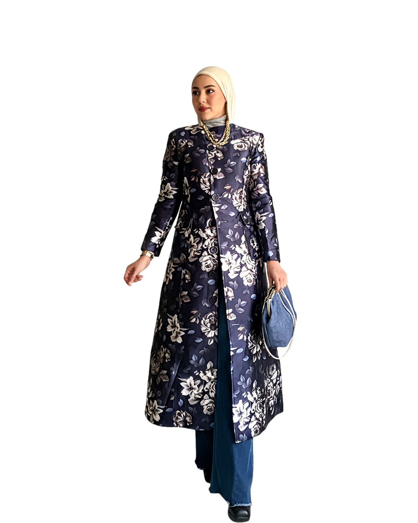 Floral Print Buttoned Coat