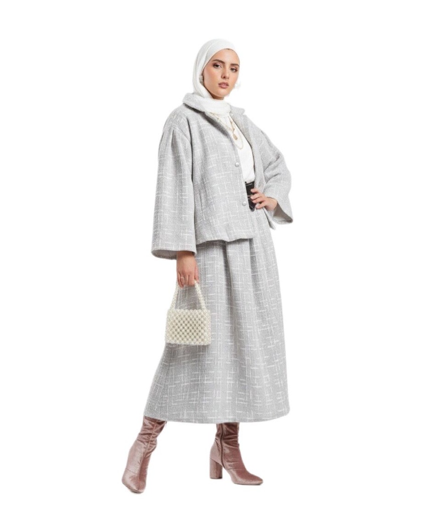 Structured Textured Skirt Suit