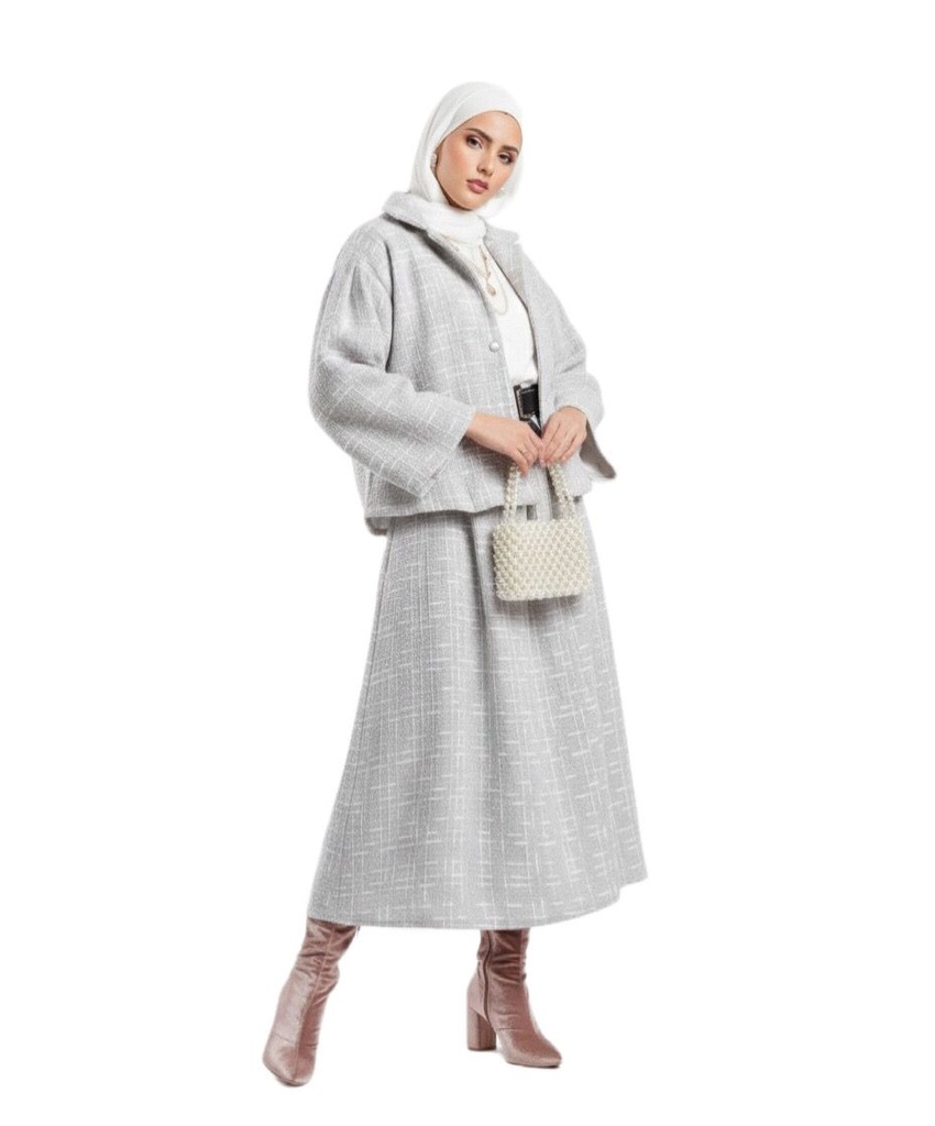 Structured Textured Skirt Suit