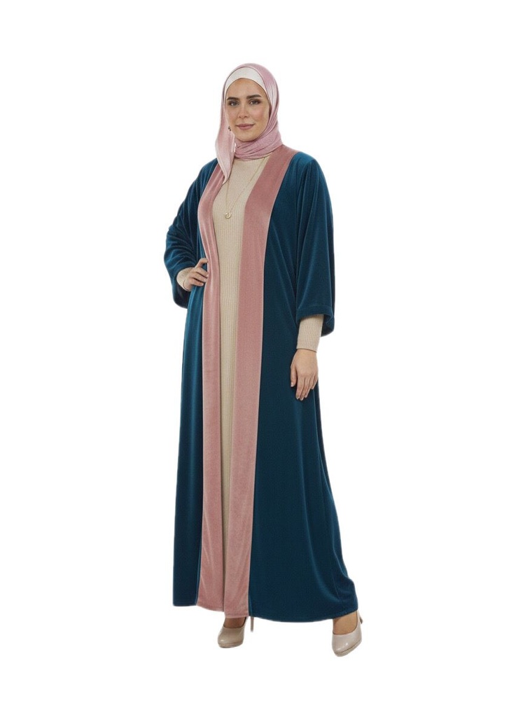 Luxurious Velvet Contrast Kaftan