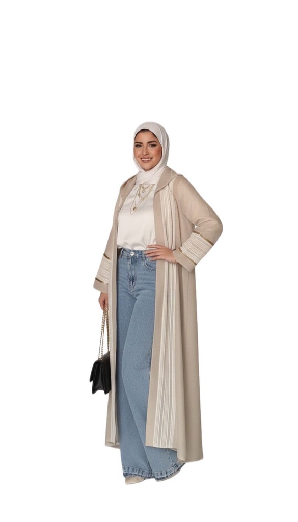 Gold-Striped Mesh Kaftan