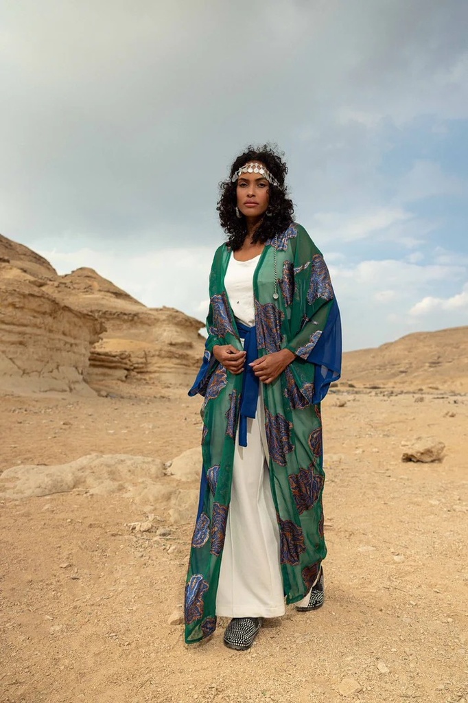 Shimmer Printed Chiffon Kaftan