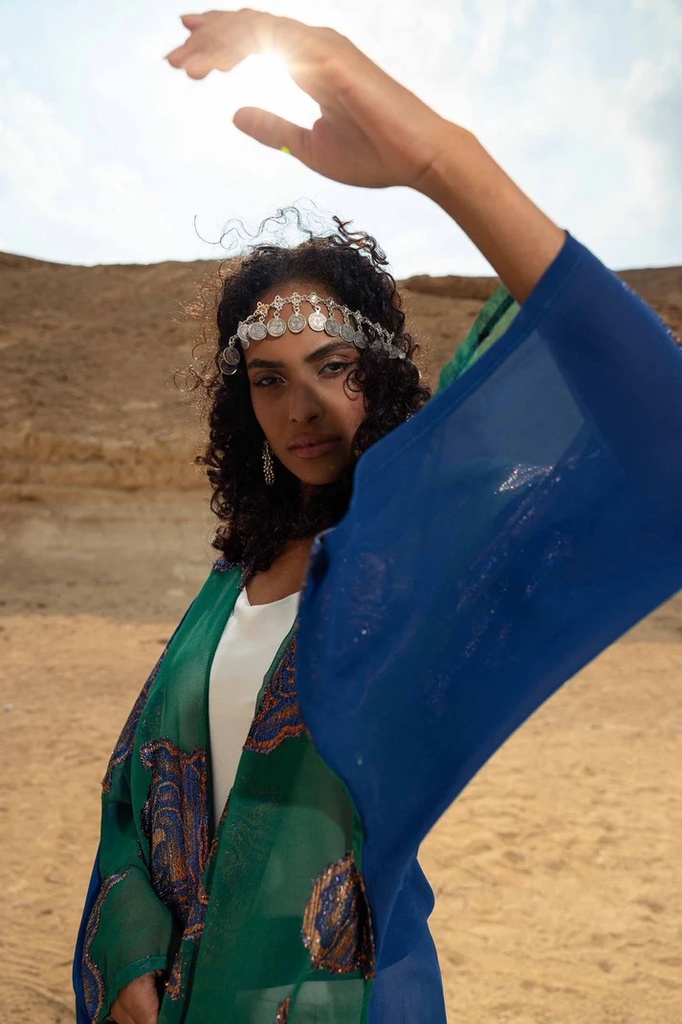 Shimmer Printed Chiffon Kaftan