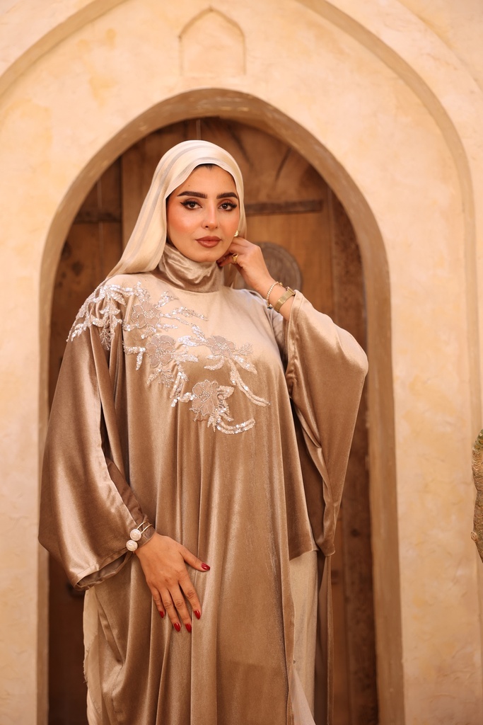 Embellished Velvet Poncho Set