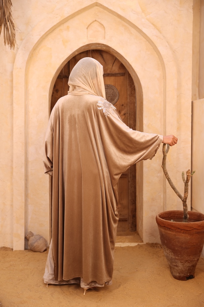 Embellished Velvet Poncho Set