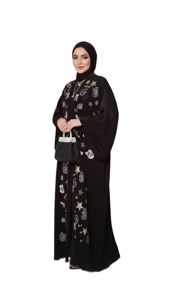 Pleated Embroidered Velvet Kaftan