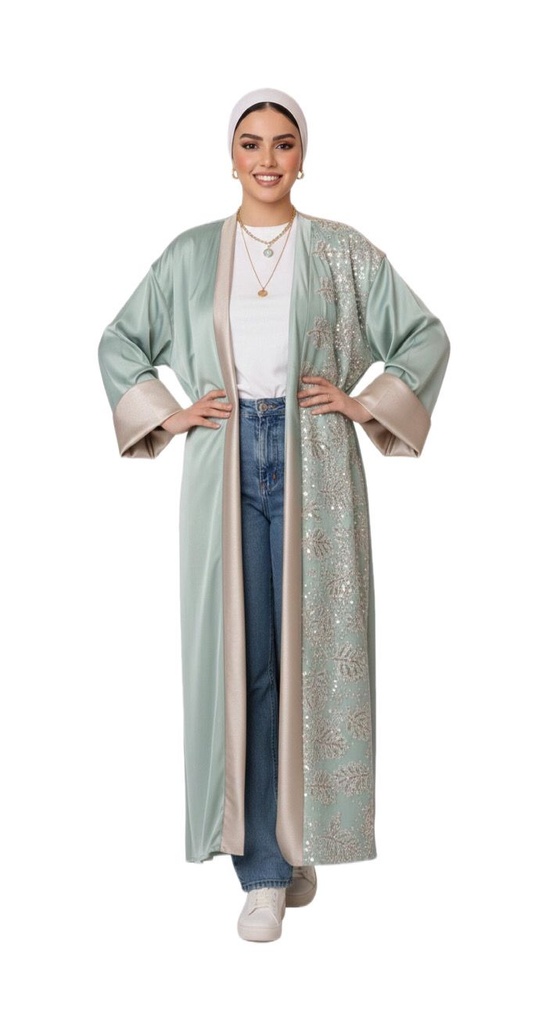 Sequin Leaf Velvet Kaftan