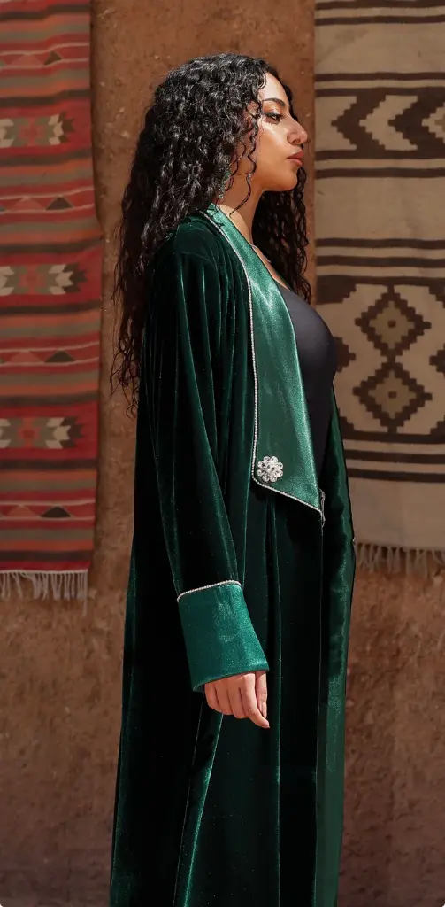 Velvet Satin Detail Kaftan