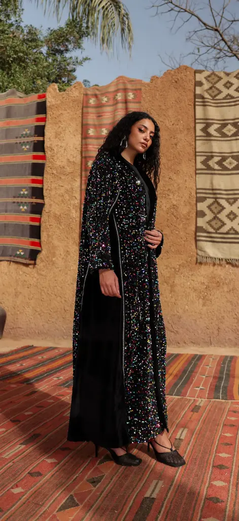 Multicolor Sequin Velvet Kaftan