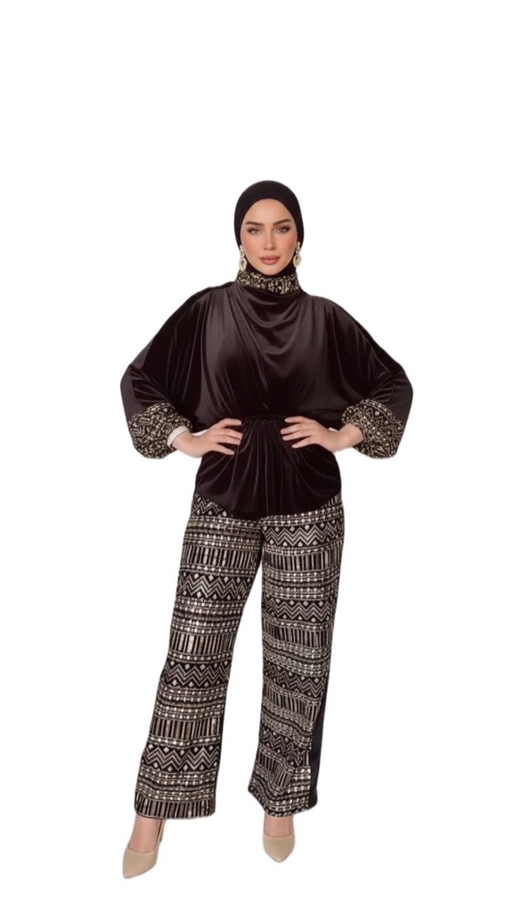 Gold Embroidered Velvet Suit