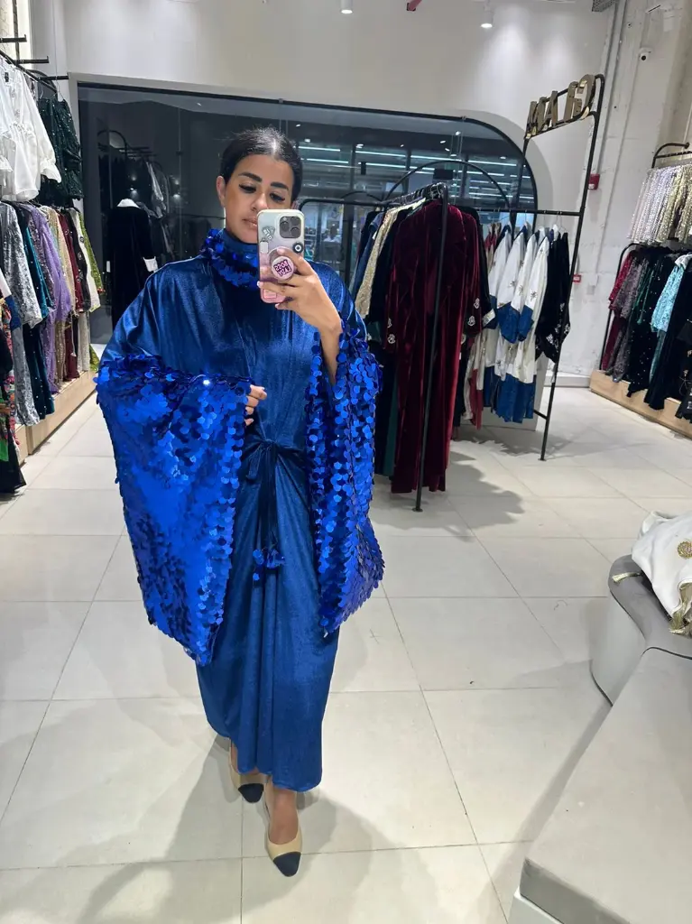 Sequin Sleeve Velvet Abaya