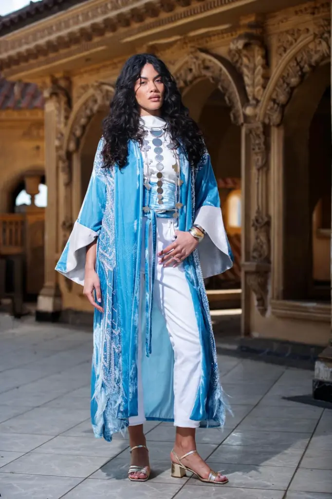 Silver Embroidered Velvet Kaftan