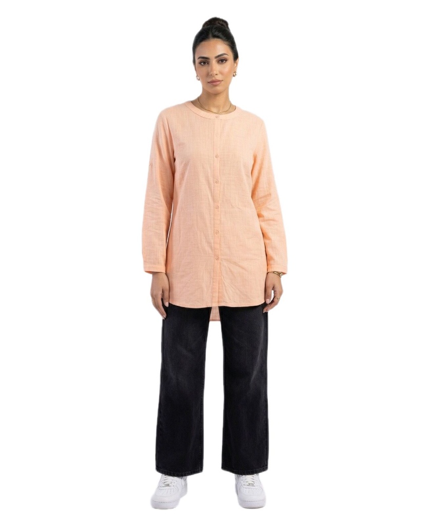 Peach Linen Long Shirt