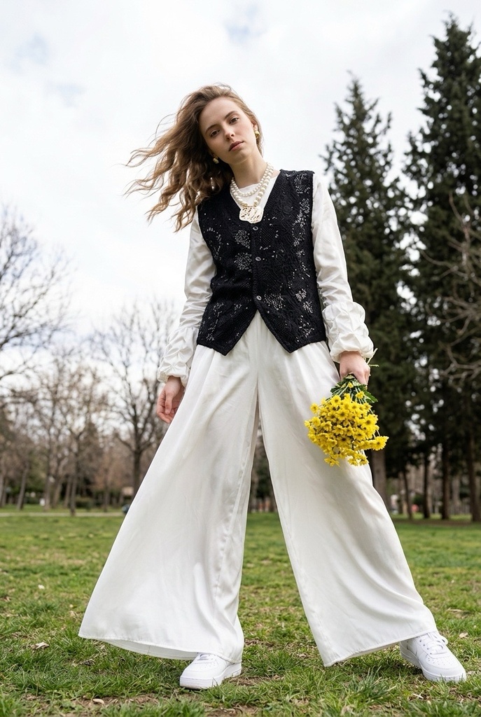 Butterfly-Cut Guipure Vest