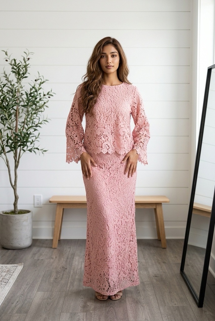 Elegant Guipure Skirt Suit