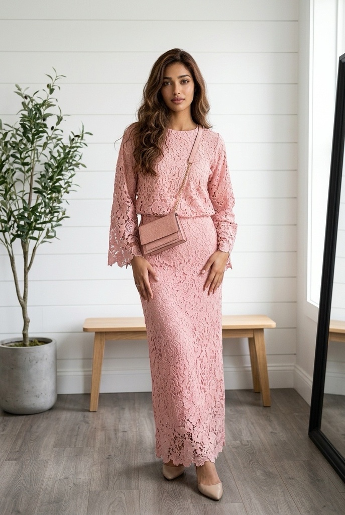 Elegant Guipure Skirt Suit