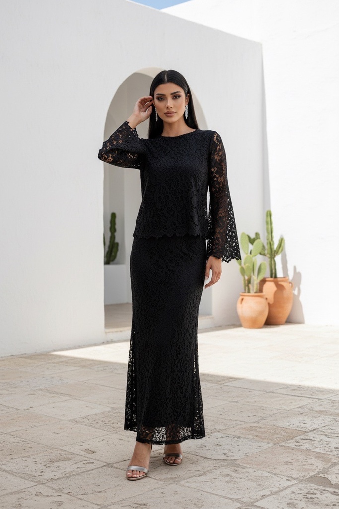 Elegant Guipure Skirt Suit